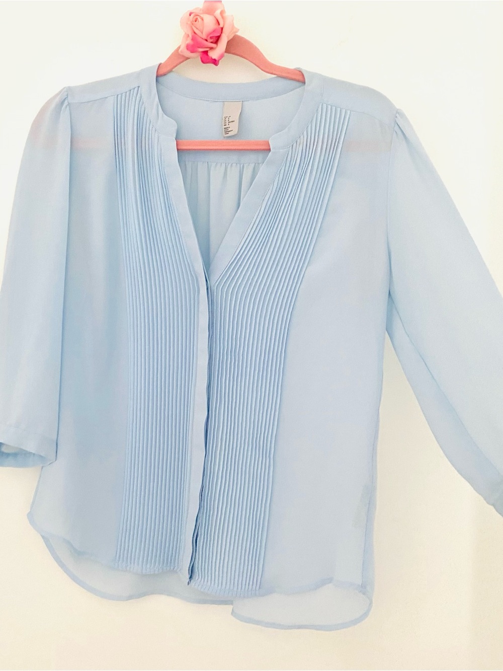 💕Pretty Pastel Blue Blouse Top SZ M (8)